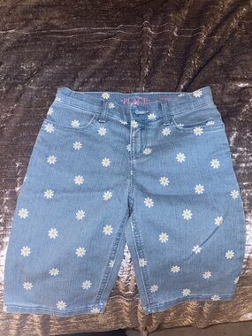 The Children's Place Light Blue Daisy Embroidered Denim Shorts